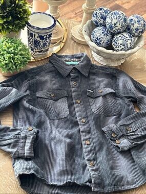 Jetty Kids Blue & Gray Button-Up Plaid Shirt  Casual Workwear Youth Medium